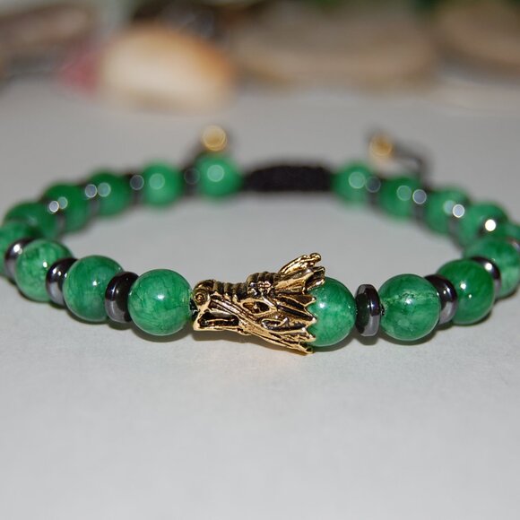 Dragon Bracelet,Jade Bracelet,Dragon Jade Bracelet,Golden Dragon Bracelet - Picture 2 of 2